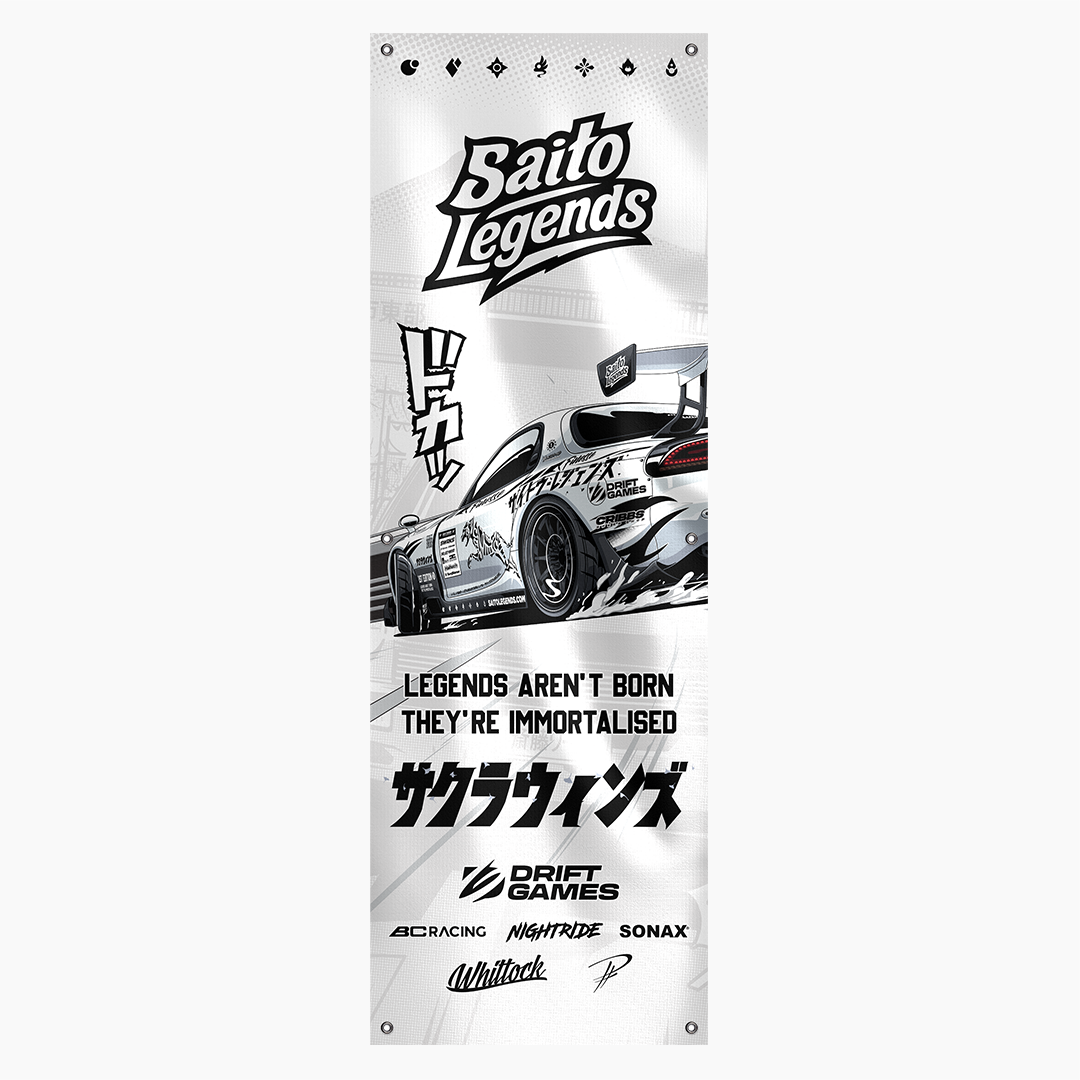 Saito Legends Promo Garage Banner Flag