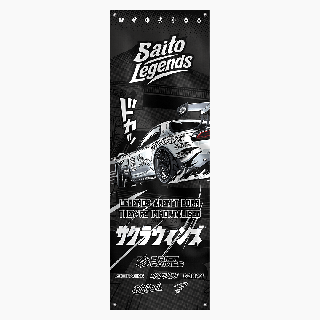 Saito Legends Promo Garage Banner Flag